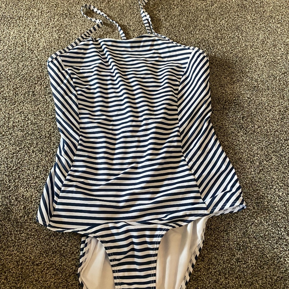 Striped one piece swimsuit for women